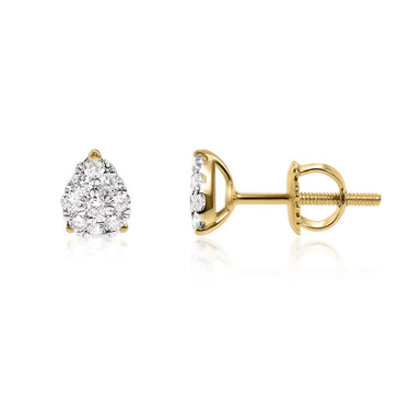 yellow Pear Shaped Micro Flower Set Diamond Earrings